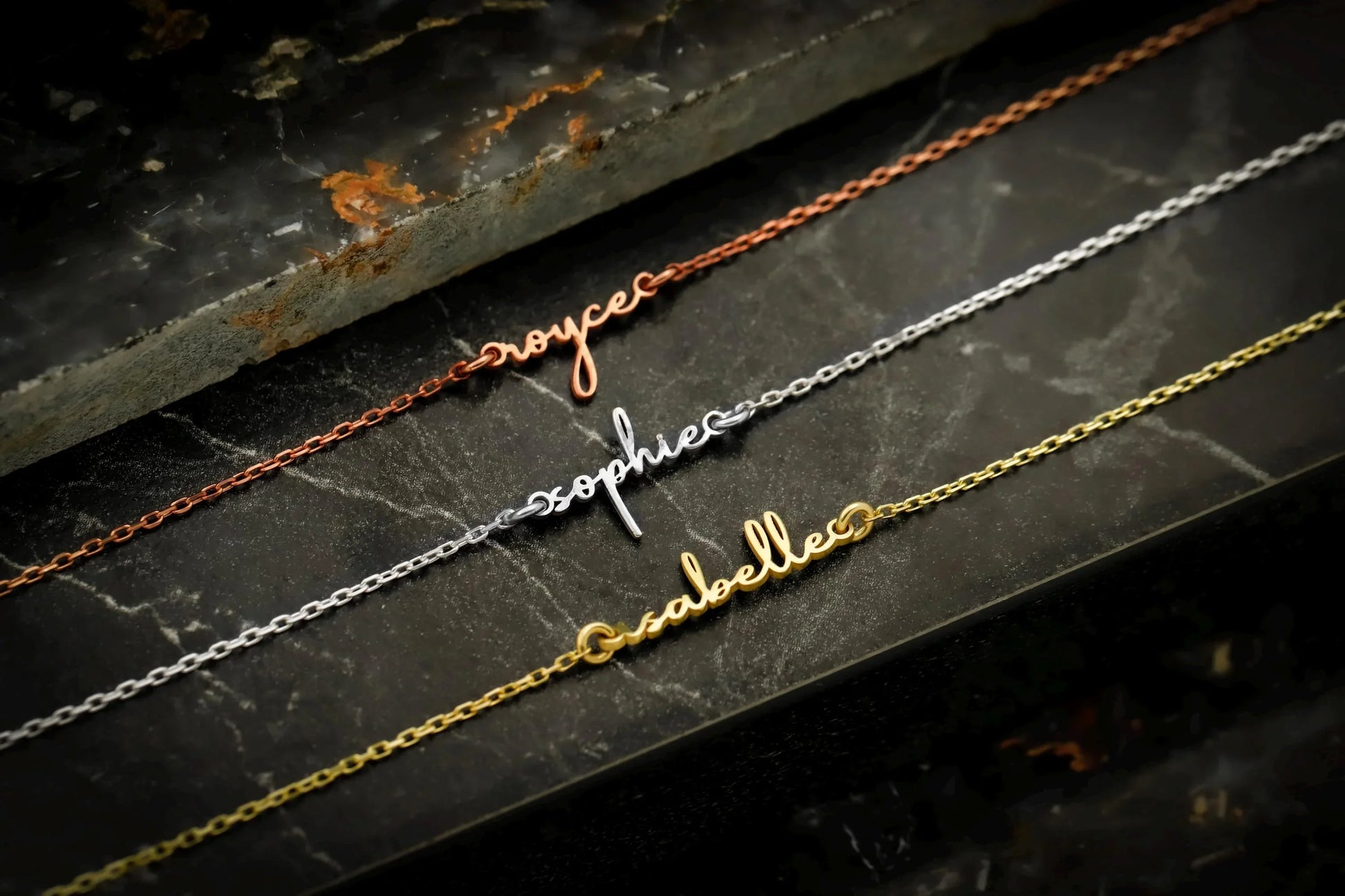 Kişiye Özel İsimli Bileklik | Gold, Silver, Rose Seçenekli | El Yapımı Minimalist Bileklik - Elysia Takı