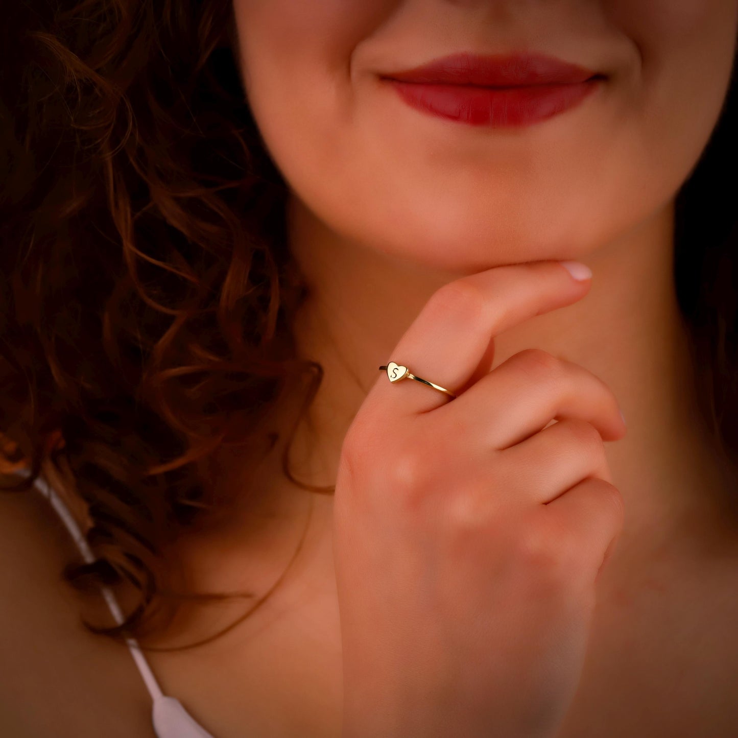 Kişiye Özel Kalp Harf Yüzük | Gold, Silver, Rose Seçenekli | El Yapımı Minimalist Yüzük