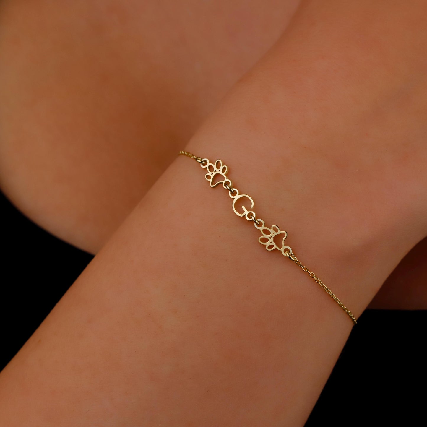 Kişiye Özel Patili Harf Bileklik | Gold, Silver, Rose Seçenekli | El Yapımı Minimalist Bileklik