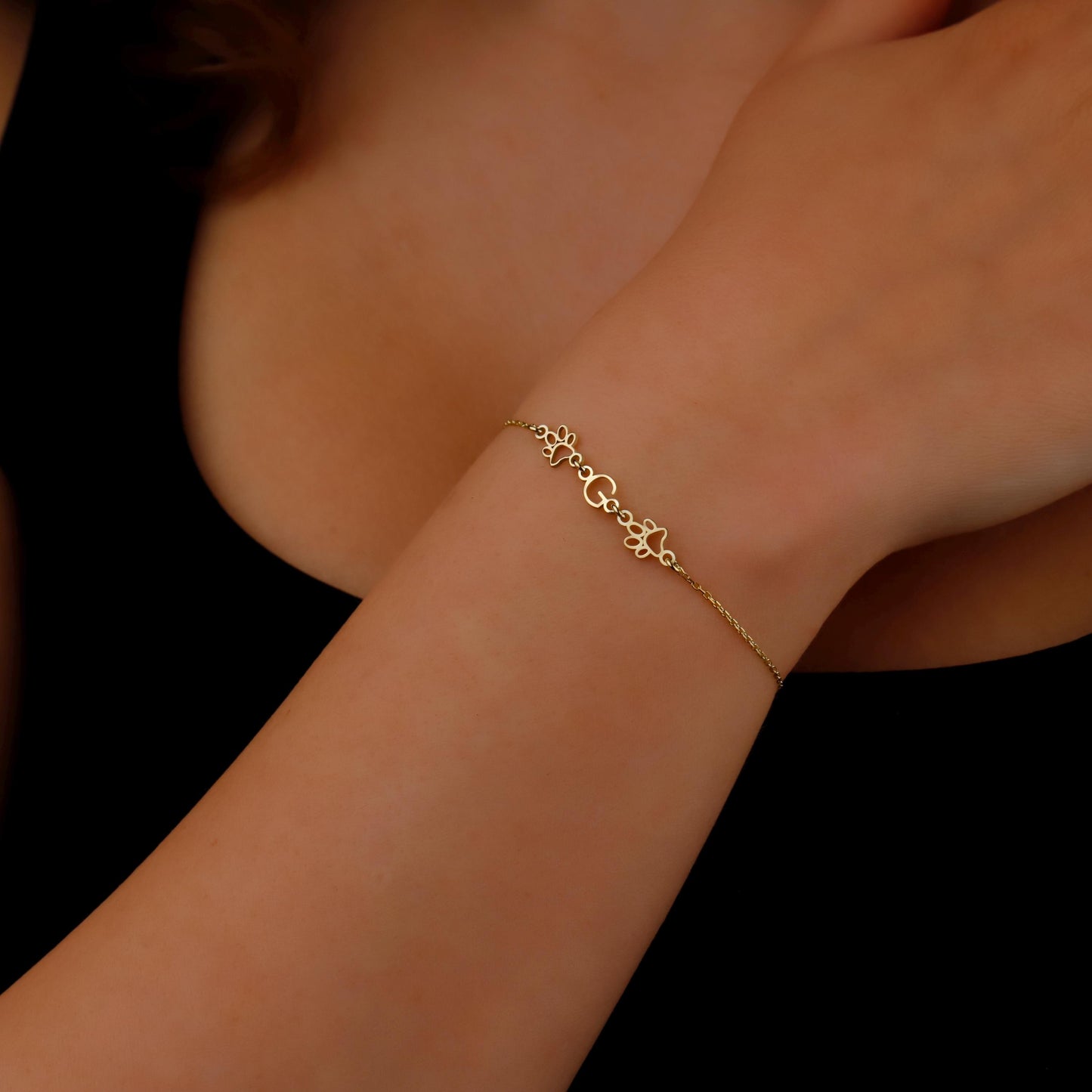 Kişiye Özel Patili Harf Bileklik | Gold, Silver, Rose Seçenekli | El Yapımı Minimalist Bileklik