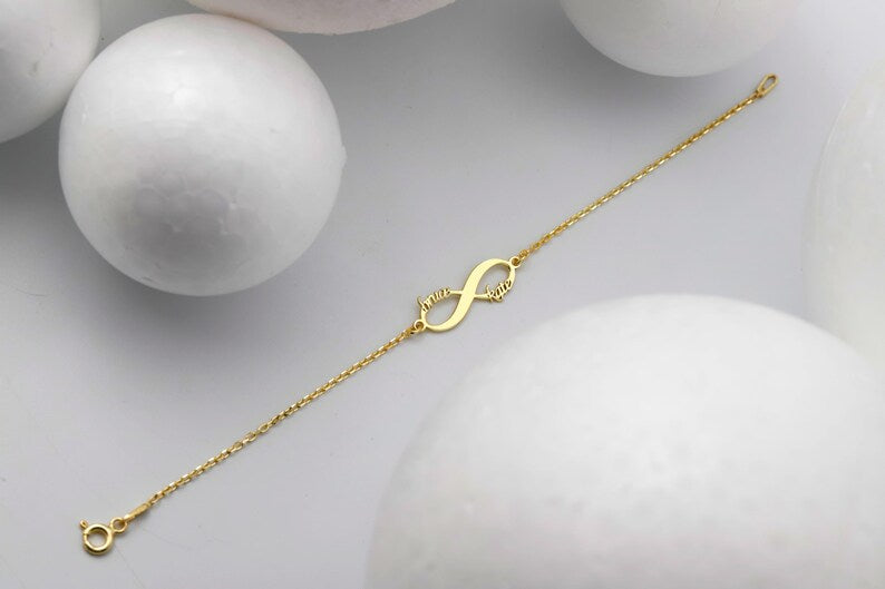 Kişiye Özel Sonsuzluk İsimli Bileklik – El Yapımı Anlamlı Hediye | Gold Silver Rose